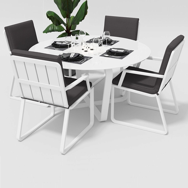 Обеденная зона Gardenini Primavera Белый / Антрацит с стульями Voglie Armrest 