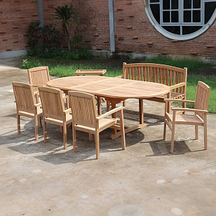 Обеденная группа из тика Lite Marsala, садовая мебель
