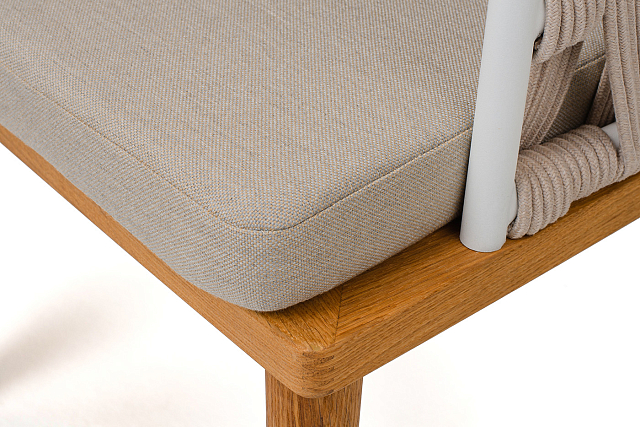 Стул 4SIS Диего из роупа, основание дуб, каркас белый, роуп бежевый, ткань бежевая 