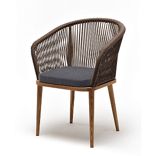 Стул 4SIS Марсель, основание дуб, роуп коричневый, ткань темно-серая, садовая мебель