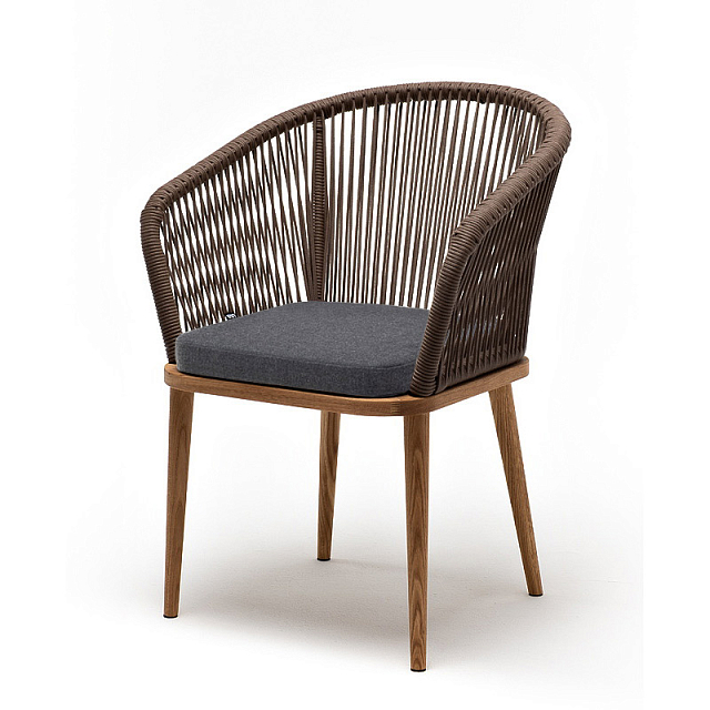 Стул 4SIS Марсель, основание дуб, роуп коричневый, ткань темно-серая 