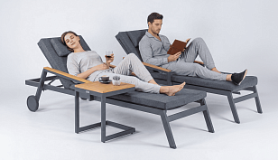 Шезлонг СПОНДА С карбон, с матрасом и подушкой, садовая мебель