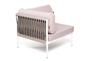 Угловой модуль 4SIS Касабланка из роупа, каркас алюминий светло-серый муар, роуп серо-коричневый, ткань бежевая 052, садовая мебель