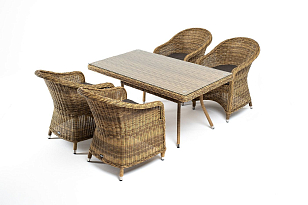 Обеденная группа 4SIS Латте-140 R, цвет соломенный, садовая мебель