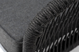 Модуль левый 4SIS Канны, каркас темно-серый муар, роуп темно-серый, ткань темно-серая 027, садовая мебель