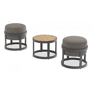 Набор из двух табуретов и столика Brafritid Tumba антрацит, садовая мебель