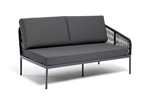 Модуль левый 4SIS Канны, каркас темно-серый муар, роуп темно-серый, ткань темно-серая 027, садовая мебель