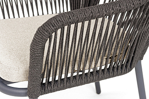 Стул 4SIS Лион, каркас темно-серый муар, роуп темно-серый, ткань темно-серая 027, садовая мебель