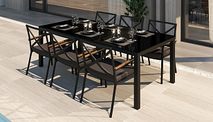 Обеденная зона Gardenini Calma Carbon 220 Антрацит со стульями Calma , садовая мебель