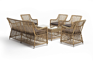 Лаунж-зона 4SIS Асти на 6 персон, цвет соломенный, садовая мебель