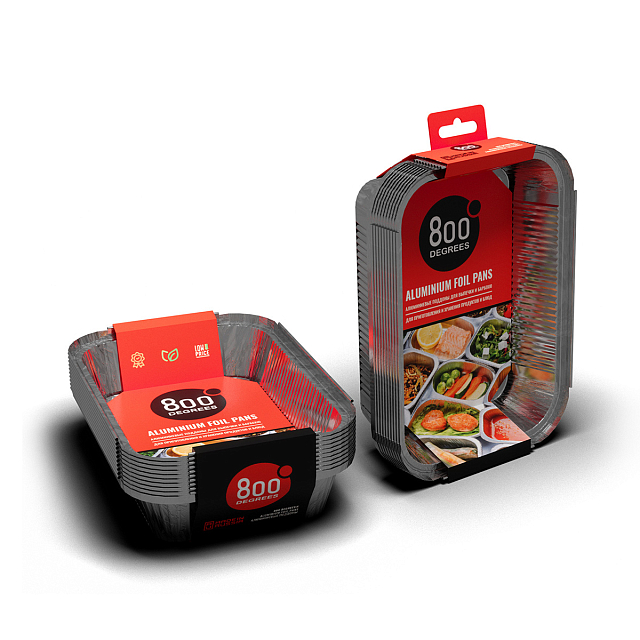 Алюминиевые поддоны 800 Degrees Foil Pans M-size, 10 шт