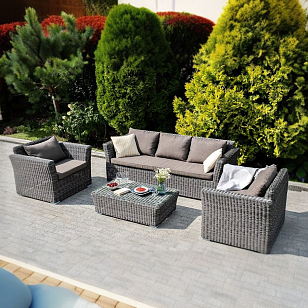 Лаунж зона 4SIS Капучино, цвет графит для дачи Лаунж зона 4SIS Капучино, цвет графит, садовая мебель