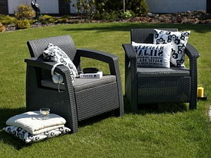 Комплект Keter Corfu Duo графит, садовая мебель