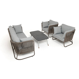 Лаунж-зона 4SIS Багамы, каркас бежево-серый, роуп серо-коричневый, садовая мебель