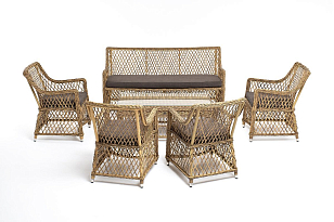 Лаунж-зона 4SIS Асти на 6 персон, цвет соломенный, садовая мебель