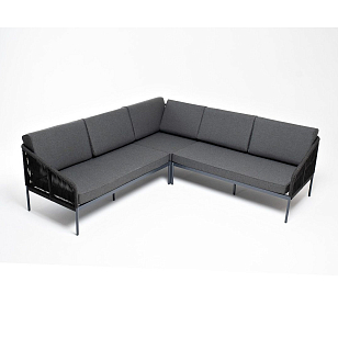 Диван модульный 4SIS Канны, каркас темно-серый (RAL7024) муар, роуп темно-серый, ткань темно-серая 027, садовая мебель