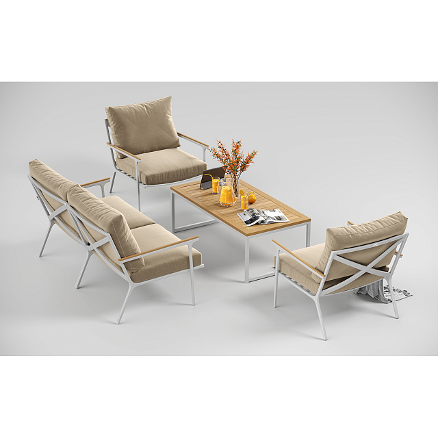 Лаунж зона Gardenini Premium Calma Белый / Бежевый 