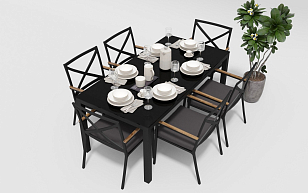 Стол Gardenini Calma Black 180 для дачи Стол Gardenini Calma Black 180, садовая мебель