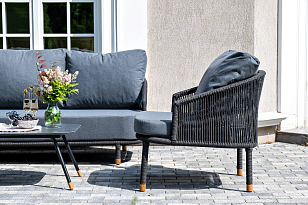 Лаунж-зона 4SIS Верона 5-местная, каркас темно-серый, роуп темно-серый для дачи Лаунж-зона 4SIS Верона 5-местная, каркас темно-серый, роуп темно-серый, садовая мебель