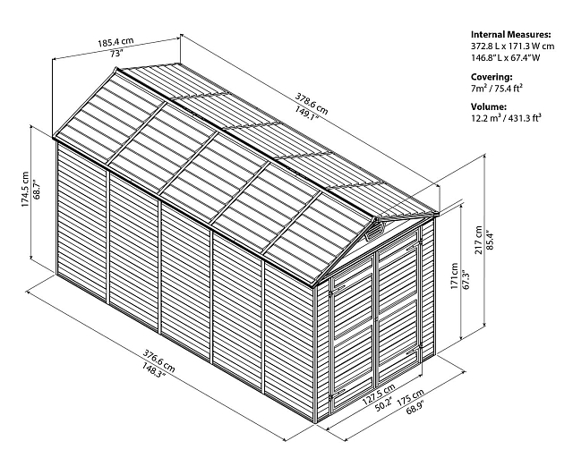 Сарай из поликарбоната Palram Skylight 6x12 Tan 