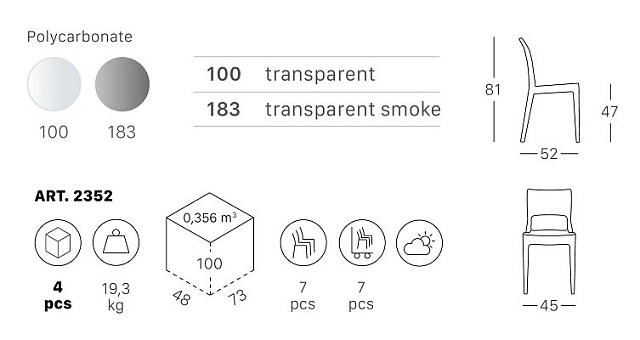 Стул Scab Design Isy Antishock Цвет: бесцветный 