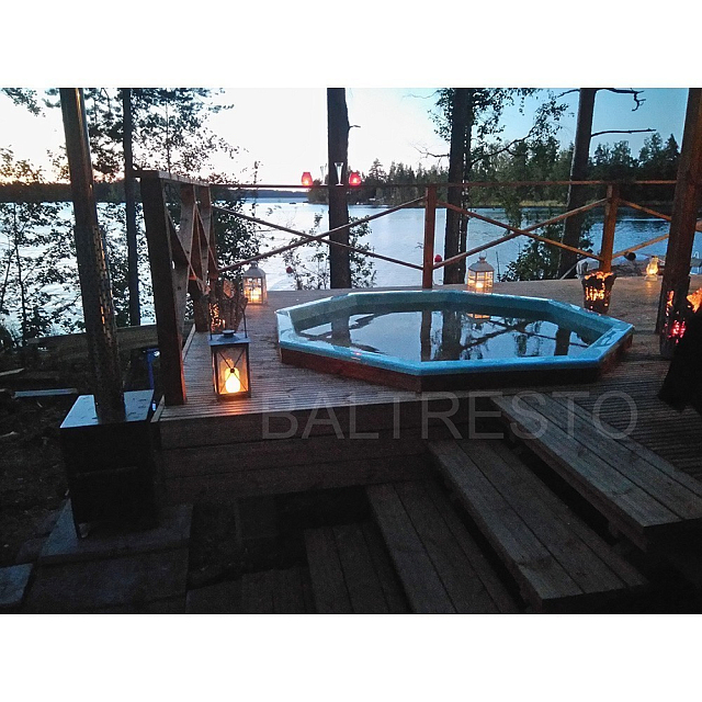 Купель с печкой террасная Baltresto Octa Terras 2 х 2 м бирюзовая 