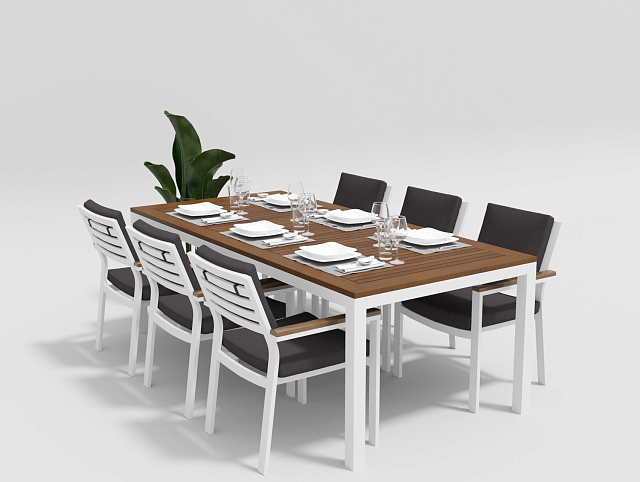 Обеденная зона Gardenini Bella 220 Белый / Антрацит 