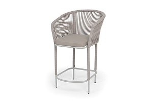 Стул барный 4SIS Марсель, каркас светло-серый, роуп бежевый, ткань Mossle бежевая, садовая мебель