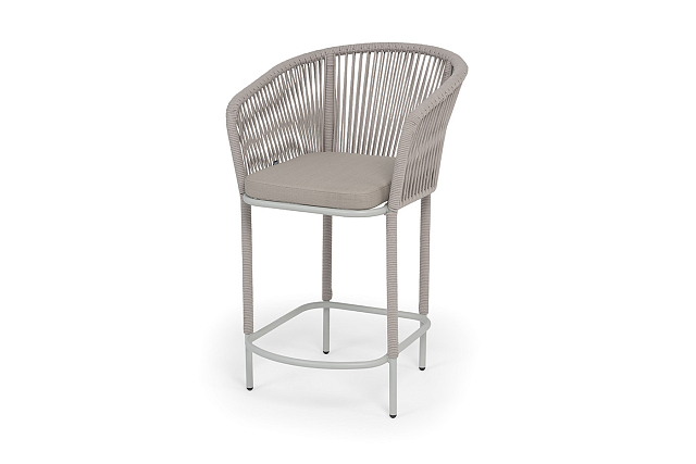 Стул барный 4SIS Марсель, каркас светло-серый, роуп бежевый, ткань Mossle бежевая 