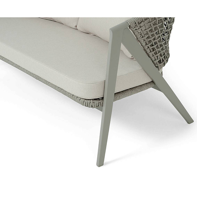 Диван 4SIS 2-местный Амстердам, каркас под дерево, роуп серый, ткань бежевая 