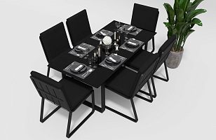 Обеденная зона Gardenini Voglie Carbon 180 Черный со стульями Voglie, садовая мебель