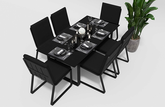 Обеденная зона Gardenini Voglie Carbon 180 Черный со стульями Voglie 