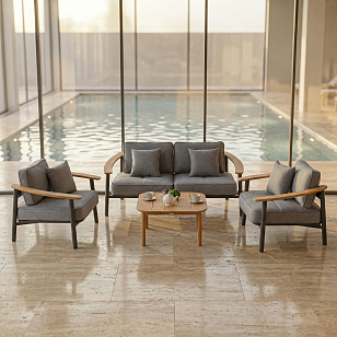 Лаунж зона ДЕСКАНТО с двухместным диваном, садовая мебель