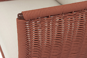 Кресло 4SIS Фиджи, каркас коричневый муар, роуп красный, ткань Mossle бежевая, садовая мебель