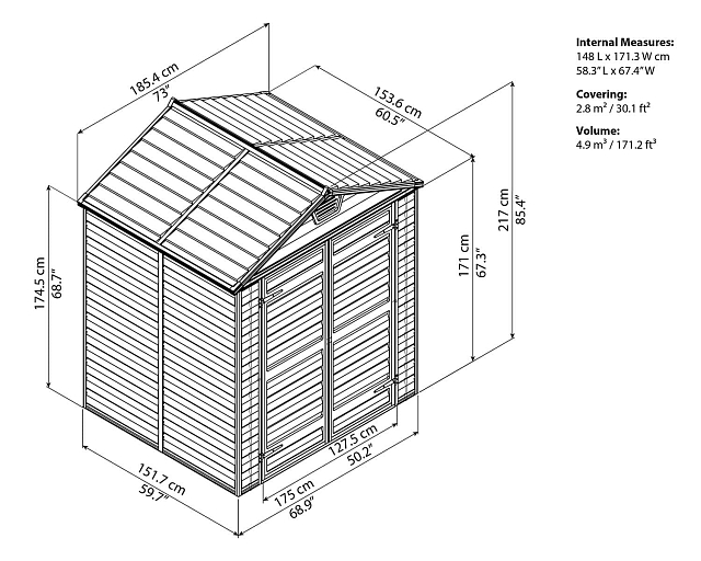 Cарай из поликарбоната Palram Skylight 6x5 Tan 