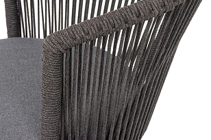 Стул 4SIS Люксембург, каркас темно-серый (RAL7024) муар, роуп темно-серый, ткань темно-серая 027, садовая мебель