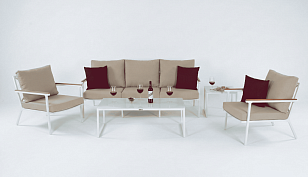 Лаунж зона ФЕСТА бежевая с трехместным диваном, садовая мебель