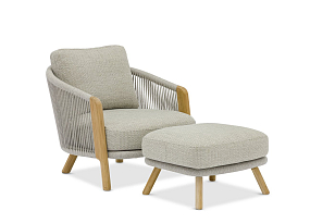 Лаунж зона (угловой диван и столики) Brafritid Avesta серый, тик/алюминий/веревка, садовая мебель