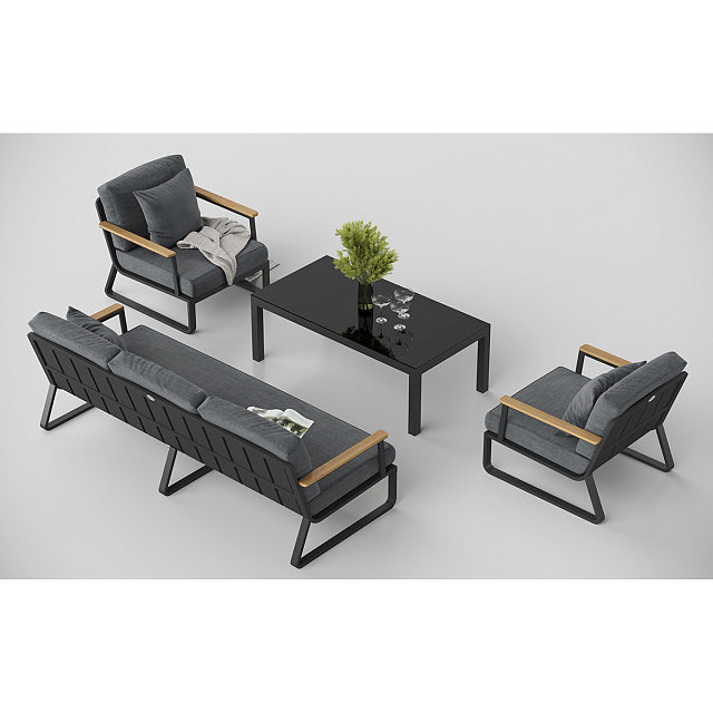 Лаунж зона Gardenini Premium Voglie Long Карбон / Темно-серый 