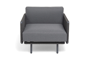 Кресло 4SIS Джелло, каркас алюминий темно-серый (RAL7024) муар, роуп темно-серый круглый, ткань темно-серая 027, садовая мебель