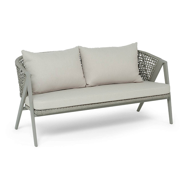 Диван 4SIS 2-местный Амстердам, каркас под дерево, роуп серый, ткань бежевая 