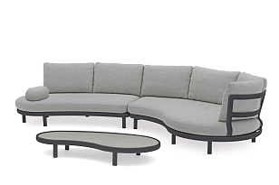 Лаунж зона (диван и овальный столик) Brafritid Gotland антрацит/серый, алюминий, садовая мебель