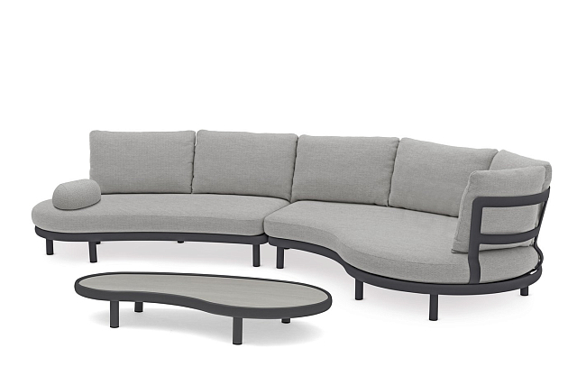 Лаунж зона (диван и овальный столик) Brafritid Gotland антрацит/серый, алюминий 