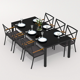 Обеденная группа Ideal Patio Cana Festa 220 Цвет: карбон, антрацит, садовая мебель