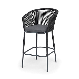 Стул барный 4SIS Марсель, каркас темно-серый муар, роуп темно-серый, ткань темно-серая, садовая мебель