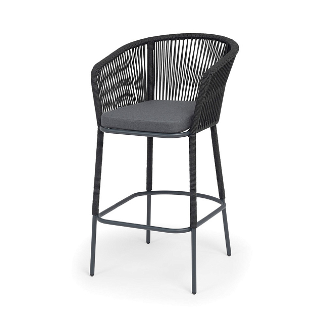 Стул барный 4SIS Марсель, каркас темно-серый муар, роуп темно-серый, ткань темно-серая 