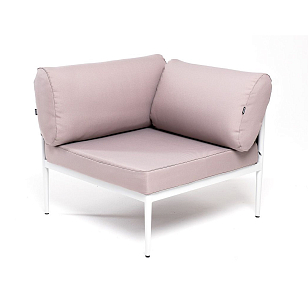 Угловой модуль 4SIS Касабланка из роупа, каркас алюминий светло-серый муар, роуп серо-коричневый, ткань бежевая 052, садовая мебель