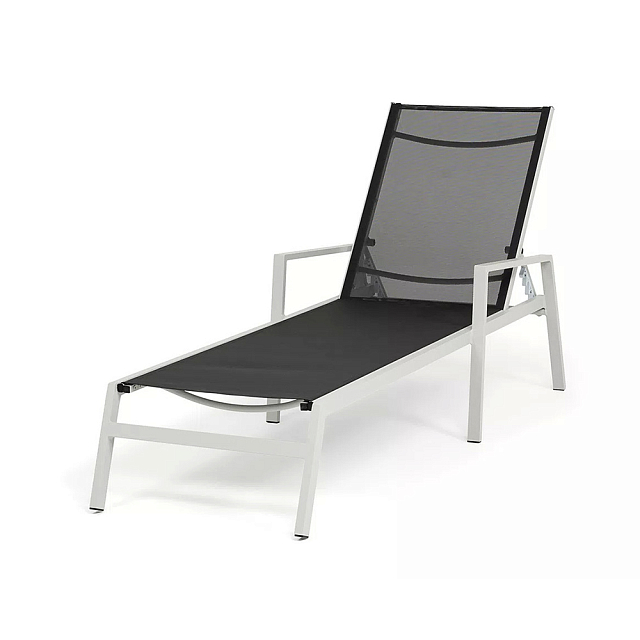 Шезлонг 4SIS Парма, цвет светло-серый (RAL7035) муар, ткань темно-серая 