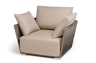 Кресло 4SIS Форли, светло-серый муар, роуп серо-коричневый, ткань Mossle бежевая, садовая мебель