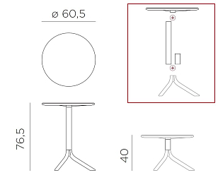 Стол обеденный Nardi Spritz Цвет: антрацит, садовая мебель